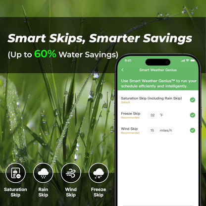 ImoLaza Outdoor Smart Sprinkler Controller, 16-Zone WiFi Irrigation Controller with Hyper-Local Weather, App Remote Control, Works w/ Alexa, Auto Watering, Rain/Freeze/Wind Skip, Smart Fault Detection