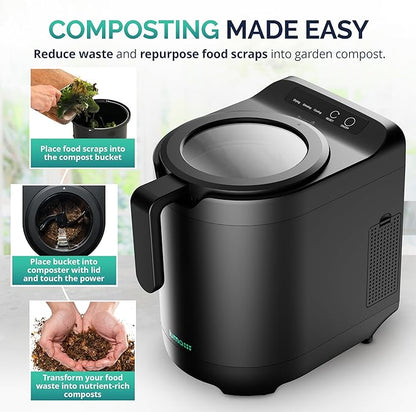 Luma® by Newair Electric Composter for Kitchen | 2.5L Odorless Kitchen Composter | Dishwasher Safe Indoor Compost Machine | 90% Volume Reduction in 3-6 Hours