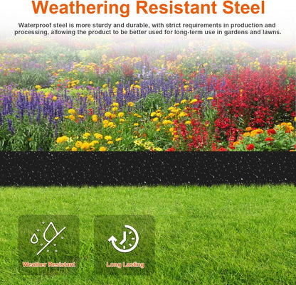 40”L X 6" H Metal Landscape Edging, Heavy Duty Galvanized Steel Garden Edging,10 Pack Garden Edging Border for Lawn, Flower Bed, Yard (Black