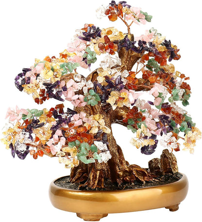 Comeon Large Crystal Quartz Lucky Tree Gem Tree for Office Home Feng Shui Decoration for Wealth/Fortune and Luck (Mix-Gemstone)