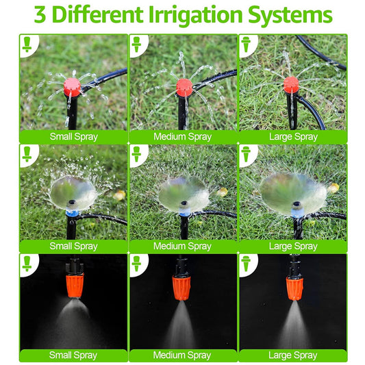 190.2FT Drip Irrigation System Kits Automatic Garden Watering Sprinkler with 1/2 &1/4 inch Tubing Hose Patio Misting Plant Irrigation Water Equipment Quick Connector for Greenhouse Flower Beds Lawn