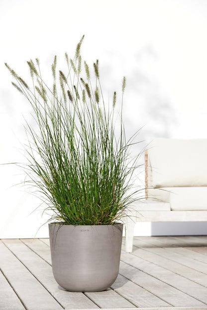 Ecopots Oslo Durable Modern Round Indoor/Outdoor Recycled-Based Composite Flower Pot Planter, Taupe, 14"