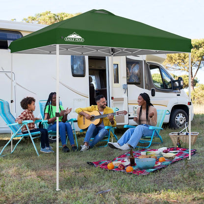 EAGLE PEAK Pop Up Canopy Tent with Wheeled Carry Bag, 8 Stakes, 4 Ropes, Easy Set Up Tent Canopy, 8x8 ft, Green