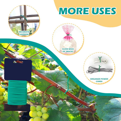 (2 Reel) Soft Plant Ties, Garden Ties TPR Flexible Durable Heavy Duty Twist Wire for Twine Tomatos Branches Vines and Tying Up Cable Wires (Green)(φ3.5mm，26feet)
