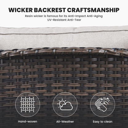 Outdoor Furniture 3-Seater Rattan Sofa Patio Wicker Sofa Couch Furniture Set with Washable Cushions