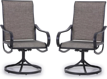 PHI VILLA Patio Swivel Dining Chairs Set of 2, Outdoor Metal Chair with Textilene Mesh Fabric, Patio Chair with Armrest, Black Frame for Patio Deck Garden