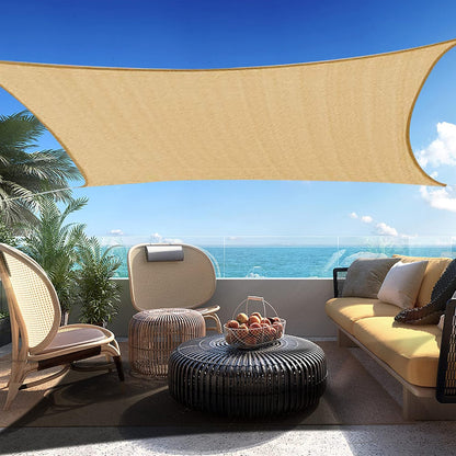 19' x 20' Sand Beige Rectangle Sun Shade Sail SSP1212 Canopy Durable Fabric UV Block Awning,We Make Custom Orders