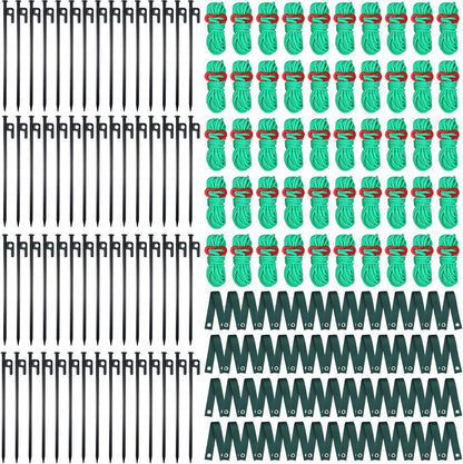 Suzile 180 Pcs Tree Stake Kit, Heavy Duty Tree Staking and Supports for Leaning Trees Include 11. 8'' Steel Stakes 15. 8'' Support Straps 13. 12 ft Ropes for Anchoring Hurricane Protection (Green)
