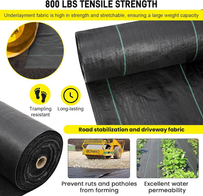 Doniks 13x150ft Driveway Fabric,3.5OZ Commercial Heavy Duty Weed Barrier, Garden Landscape Fabric, for Erosion Control,Weed Barrier,Construction Projects