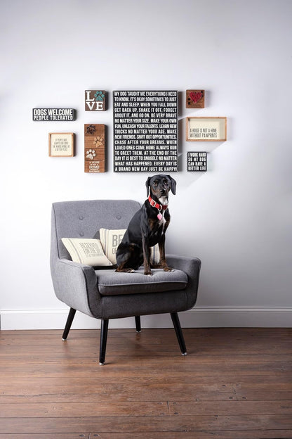 Primitives by Kathy Rustic Wooden Decor Sign - 'Dogs Welcome, People Tolerated' - Office/Farmhouse Decor, Dog Lovers Gift, 5"