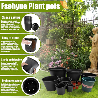 20 Gallon Nursery Pots Plastic Container Injection Molded Pot for Plants Flexible with Drainage Holes Suitable for Plants Soil Growers or Hydroponics Black 5 Pcs