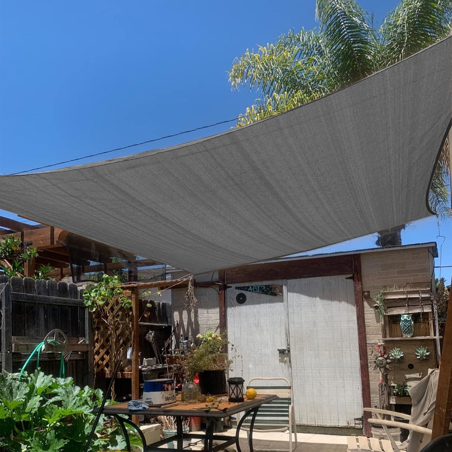 KANAGAWA 14'X14' Dark Gray Custom Size Sun Shade Sail Square UV Block Canopy Cover for Patio Backyard Lawn Garden Outdoor (Customized Available)
