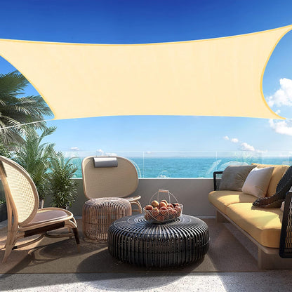 7' x 19' Beige Rectangle Sun Shade Sail SSP1212 Canopy Durable Fabric UV Block Awning,We Make Custom Orders