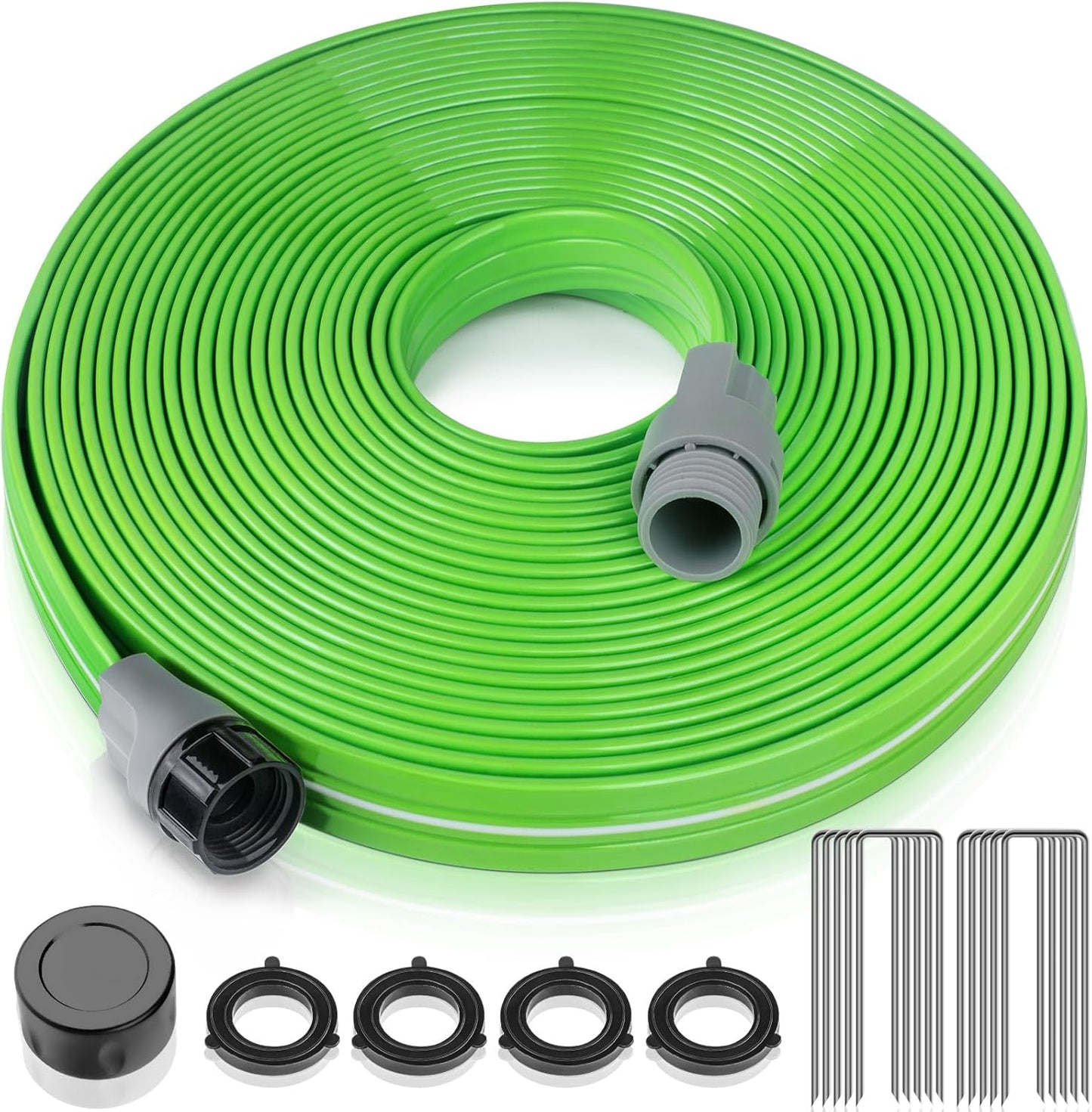 LAVEVE Sprinkler Soaker Hose for Yard 50 FT, Heavy Duty Garden Water Hoses with Stakes, Sprinklers System for Lawn, Flexible Drip Irrigation Tubing