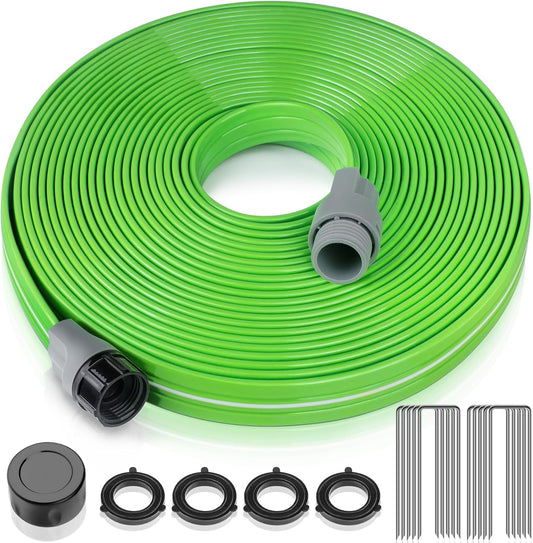 LAVEVE Sprinkler Soaker Hose for Yard 50 FT, Heavy Duty Garden Water Hoses with Stakes, Sprinklers System for Lawn, Flexible Drip Irrigation Tubing