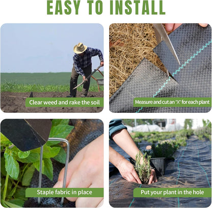 6ftx300ft Weed Barrier Landscape Fabric Heavy Duty, Premiun 2.4OZ Garden Geotextile Fabric, Outdoor Weed Blocker Landscaping Fabric, for Driveway Mats, Erosion Control, Ground Cover Weed Barrier