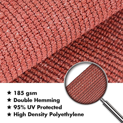 KANAGAWA 18'X18' Rust Red Custom Size Sun Shade Sail Square UV Block Canopy Cover for Patio Backyard Lawn Garden Outdoor (Customized Available)