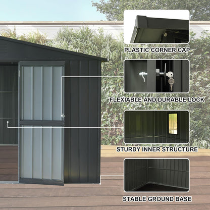 Domi Outdoor Storage Shed 11' x 12.5', Metal Sheds Steel Utility Tool Storage House with Double Lockable Doors & Air Vents for Patio Garden Lawn Backyard, Dark Gray