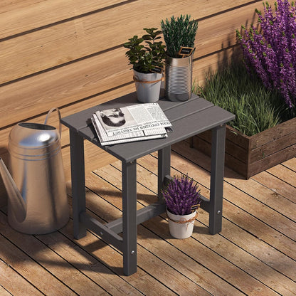 Adirondack Outdoor Side Table, Weather-Resistant/Easy Maintenance Patio Side Table for Backyard, Pool & Porch, Patio End Table Durable & Stylish, 1-Tier, Grey