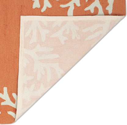 Liora Manne CAPRI Indoor/Outdoor Handmade Synthetic Blend Durable Area Rug - Traditional Border Coastal Beach Accent (Coral Border Coral) (2' x 8')