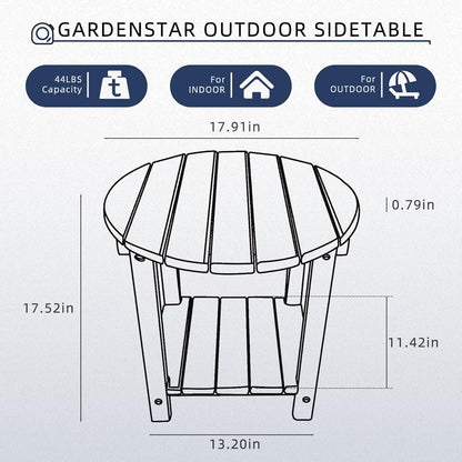 Adirondack Round Outdoor Side Table 2-Tier Storage Patio Side Table, HDPE End Tables for Backyard Pool Porch Garden Lawn (Blue)
