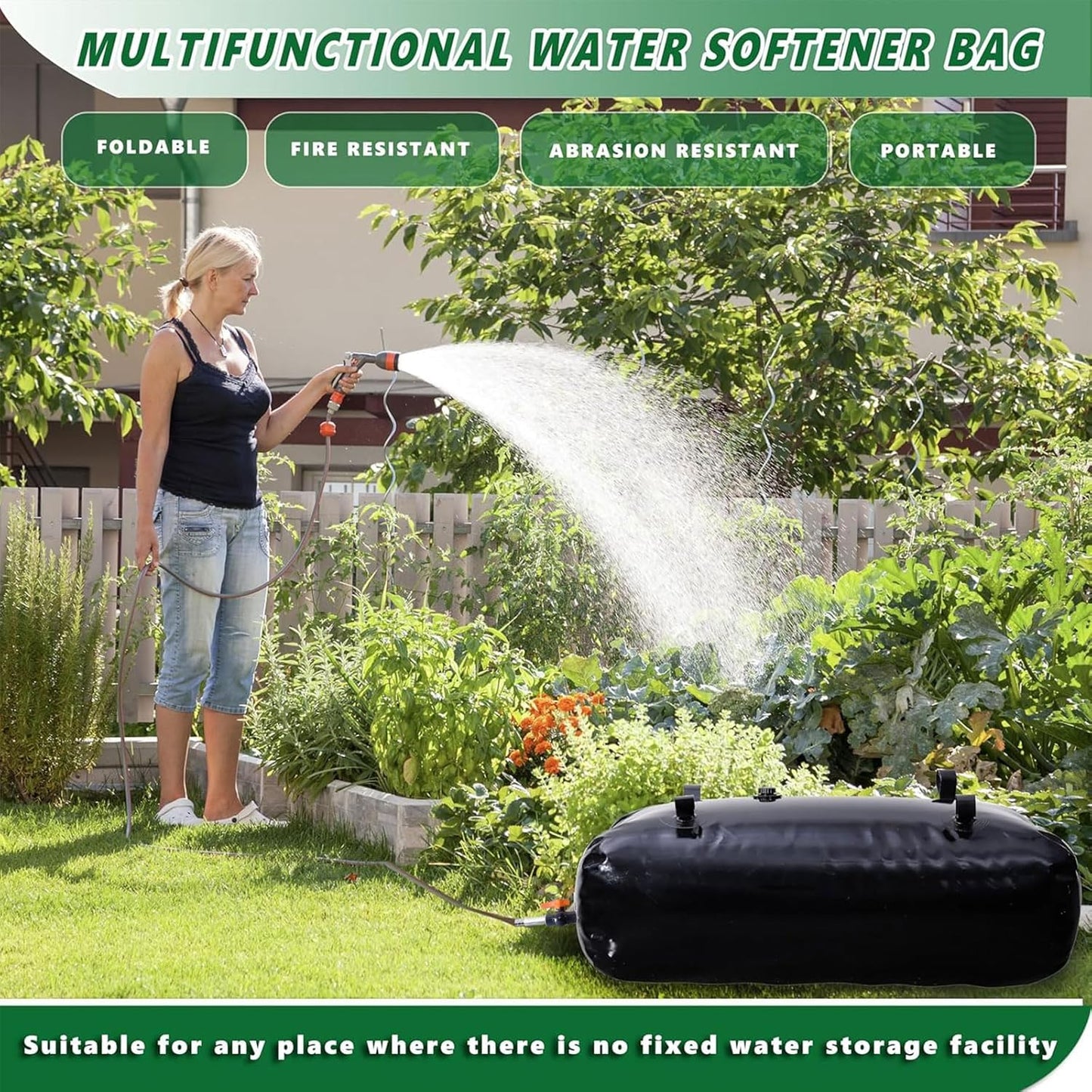 400 L/100 gal Water Bladder Storage Containers, Foldable Portable Water Tank Large Capacity Soft Water Bag, Drought Resistance, Fire Prevention, Emergency Water