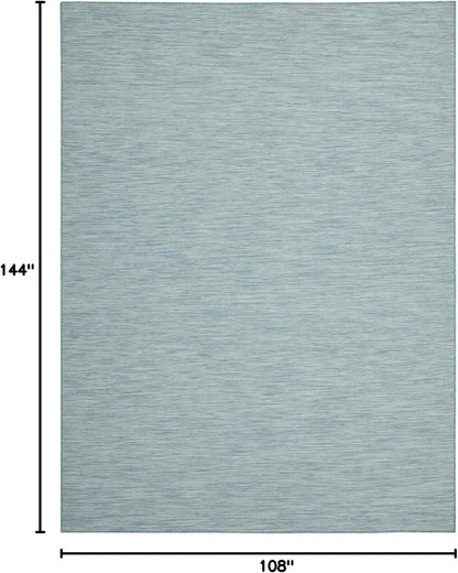 Nourison Positano Indoor-Outdoor Aqua 9' x 12' Area Rug, Easy Cleaning, Non Shedding, Bed Room, Living Room, Dining Room, Backyard, Deck, Patio (9x12)
