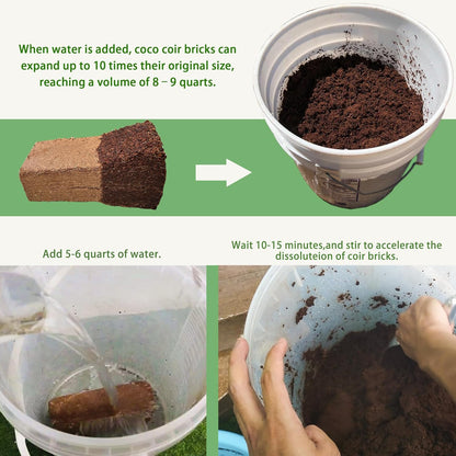 Coco Coir Brick for Organic Coconut Soil - 2 Pack With Low EC & PH Balance - High Expansion Fiber for Herbs & Flowers - Renewable Planting Medium