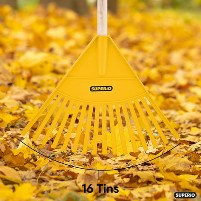 Superio Kids Garden Rakes, 2 Pack, Rakes with Wooden Handle, Plastic Head, 34" (Yellow)