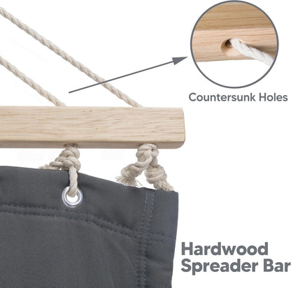 SUNCREAT Portable Tree Hammock with Hardwood Spreader Bar, Extra Large Soft Pillow, Heavy Duty 2 Person Hammock for Indoor, Outdoor, Gray