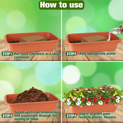 ZeeDix 10 Pack Premium Coco Coir Brick, Organic Compressed Coconut Coir Bricks Seed Starter Potting Soil for Plants, Coconut Fiber Substrate with Low EC & pH Balance for Gardening Flower Herbs