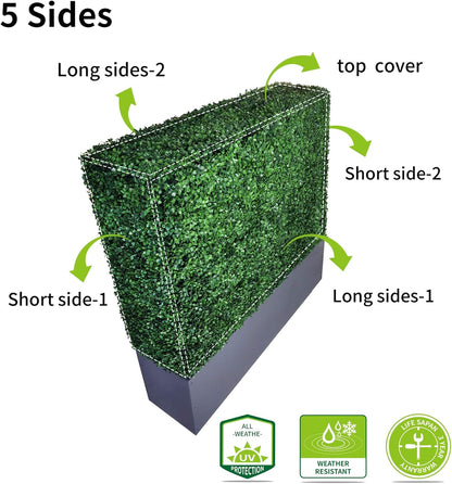 AGPL Upgraded Artificial Boxwood Hedge Wall with Gray Color Planter Room Divider and Privacy Wall Backdrops (48" H 48" W 12" D)