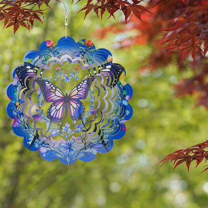 Outdoor Butterfly Wind Spinners-12 Inch Butterfly Decor Outdoor Hanging Wind Sculptures Birthday Gifts for Women Mom Wife Grandma 3D Wind Spinner for Garden Decor for Outside, Garden, Patio, Yard