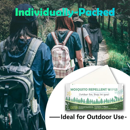 Natural Mosquito Repellent Wipes, DEET Free Insect & Bug Repellent Wipes, Easy to Use, Long Lasting, Travel Sized