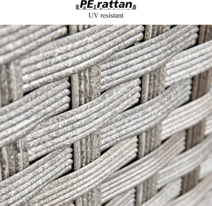 HOOOWOOO Modular Patio Outdoor Sectional Furniture Set with Gas Propane Fire Pit Table,7 Piece Wicker Conversation Sofa Set,Out Door Couch Set with Wide Arm Outside(Grey Stripes)