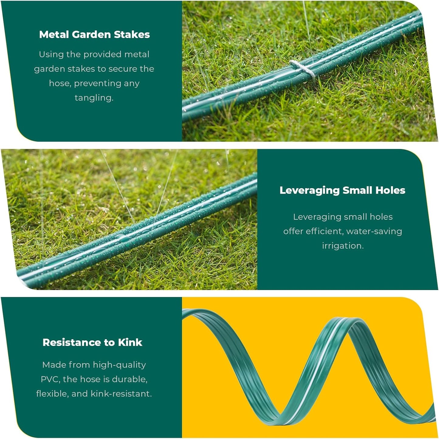 Sprinkler Soaker Hose 25ft for Garden Lawn, Watering Pipe with Holes, High-Efficiency Water-Saving Garden Irrigation System, Drip Hose Sprinkler