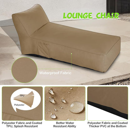 Modern-Depo Outdoor Chaise Lounge Chair, Sunbed UV Resistant Sofa Couch Patio Furniture Waterproof Outside Sunlounge Reclining Sunbathing Bed Comfy Single Chaise Daybed for Garden, Pool, Beach, Beige