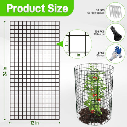 8pcs Plant Protectors from Animals, 24"x 12" Wire Plant Protector, Wire Cages for Plants with Stakes and Cable Ties, Metal Plant Cages for Plants, Vegetables, Flowers
