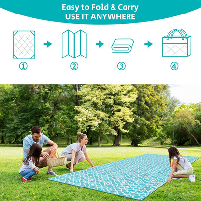HEBE Outdoor Rug Waterproof 9x18, Plastic Straw Rug Camping Rug, Reversible Outdoor Patio Rugs RV Mat Clearance, Indoor Outside Floor Carpet for Porch,Deck,Camper,Balcony,Backyard