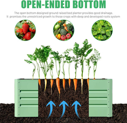 SnugNiture 2 Pcs 4x2x2FT Raised Garden Bed Galvanized Planter Garden Boxes Outdoor, Deep Root Planter Raised Bed for Vegetables Flowers Herbs,Green