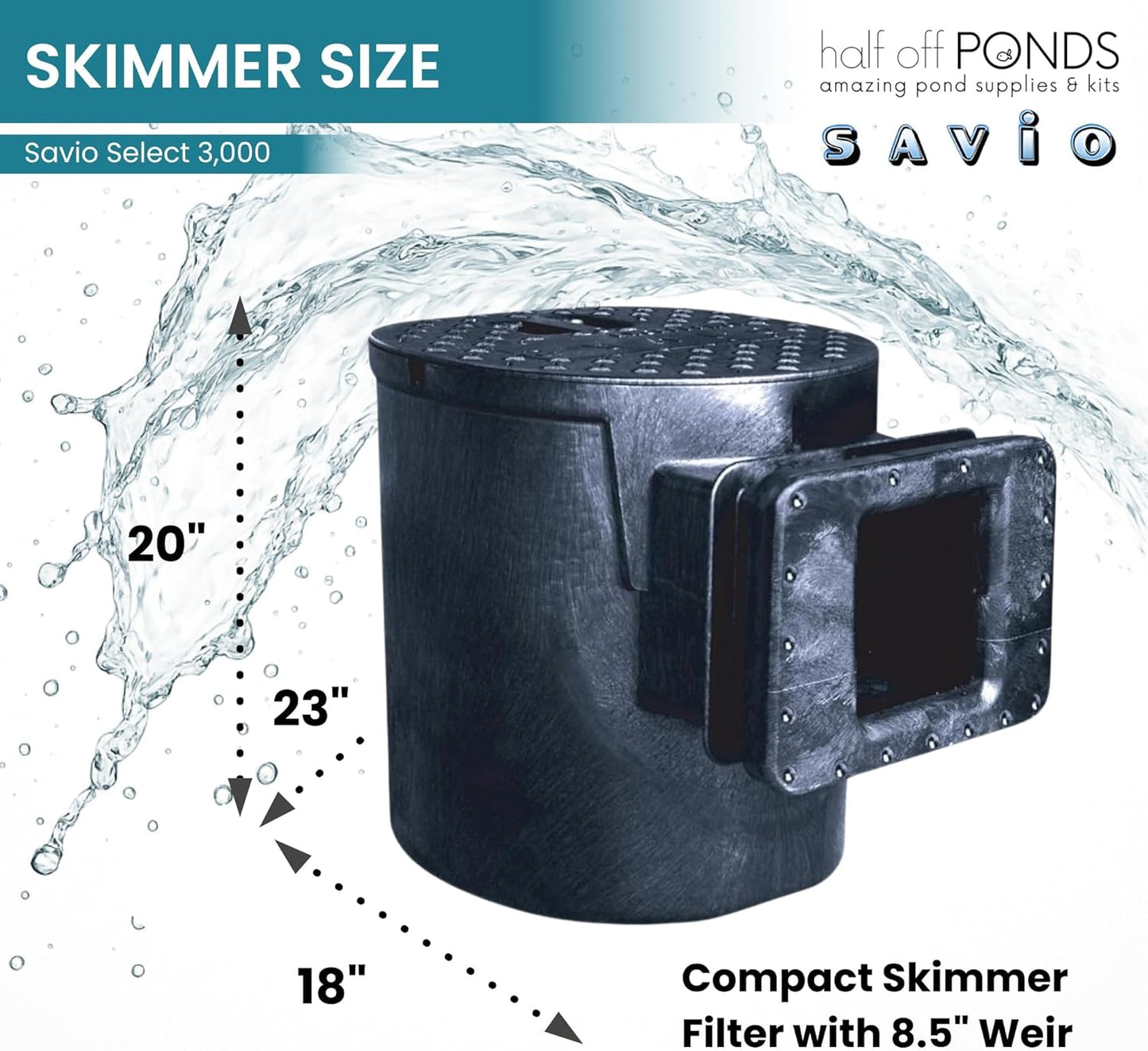 HALF OFF PONDS Savio Select 3,000 GPH Submersible Pump Pond Kit with 15' x 15' EPDM Rubber Pond Liner for Water Garden & Koi Pond