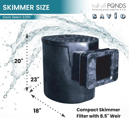 HALF OFF PONDS Savio Select 3,000 GPH Submersible Pump Pond Kit with 15' x 15' EPDM Rubber Pond Liner for Water Garden & Koi Pond
