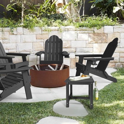 Adirondack Square Side Table,one-Tier Outdoor end Table, Patio Side Table for Pool,Porch,Backyard,Relaxing Companion (Black)