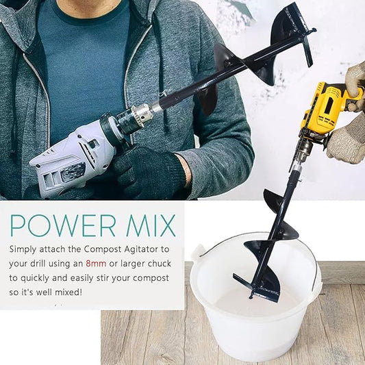 Compost Stirring Tool, Compost Turning Bar 26.7in,Compost Turner and Mixing Tool for Outdoor Compost Tumbler Bins, Mixer Attachment with Adapter, Suitable for a Variety of Mixers, Black