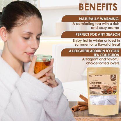 NHAT ANH FARM - Premium Cinnamon Tea Bags, 40 Teabags, 2g/bag, 100% Natural, Hand-Selected Cinnamon Tea Bags, No Additives, Sugar-Free,Caffeine-Free. Good For Your Health.