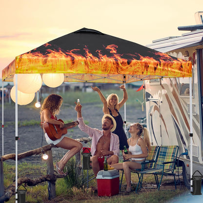 EAGLE PEAK Pop Up Canopy Tent with Wheeled Carry Bag, 8 Stakes, 4 Ropes, 4 Weight Bags, Easy Set Up Tent Canopy, 10x10 ft, 100sqft of Shade, Flame
