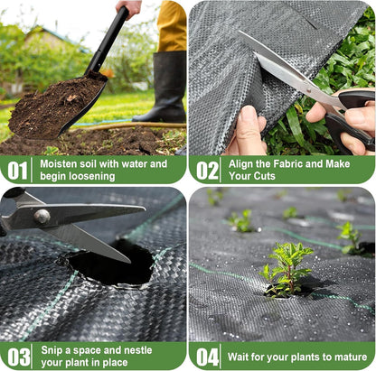 6FTx300FT Weed Barrier Fabric Heavy Duty, Gardening Landscape Fabric Cover Mat, Durable Weed Control Fabric for Garden Bed Cover, Landscaping, Commercial Driveway, Underlayment Use (6x300FT-3.2OZ)