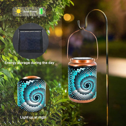 Solar Lanterns Outdoor Hanging Lantern Metal Waterproof LED Lantern with Solar Powered Garden Patio Decorations Decor with Handle Christmas Gift Idea