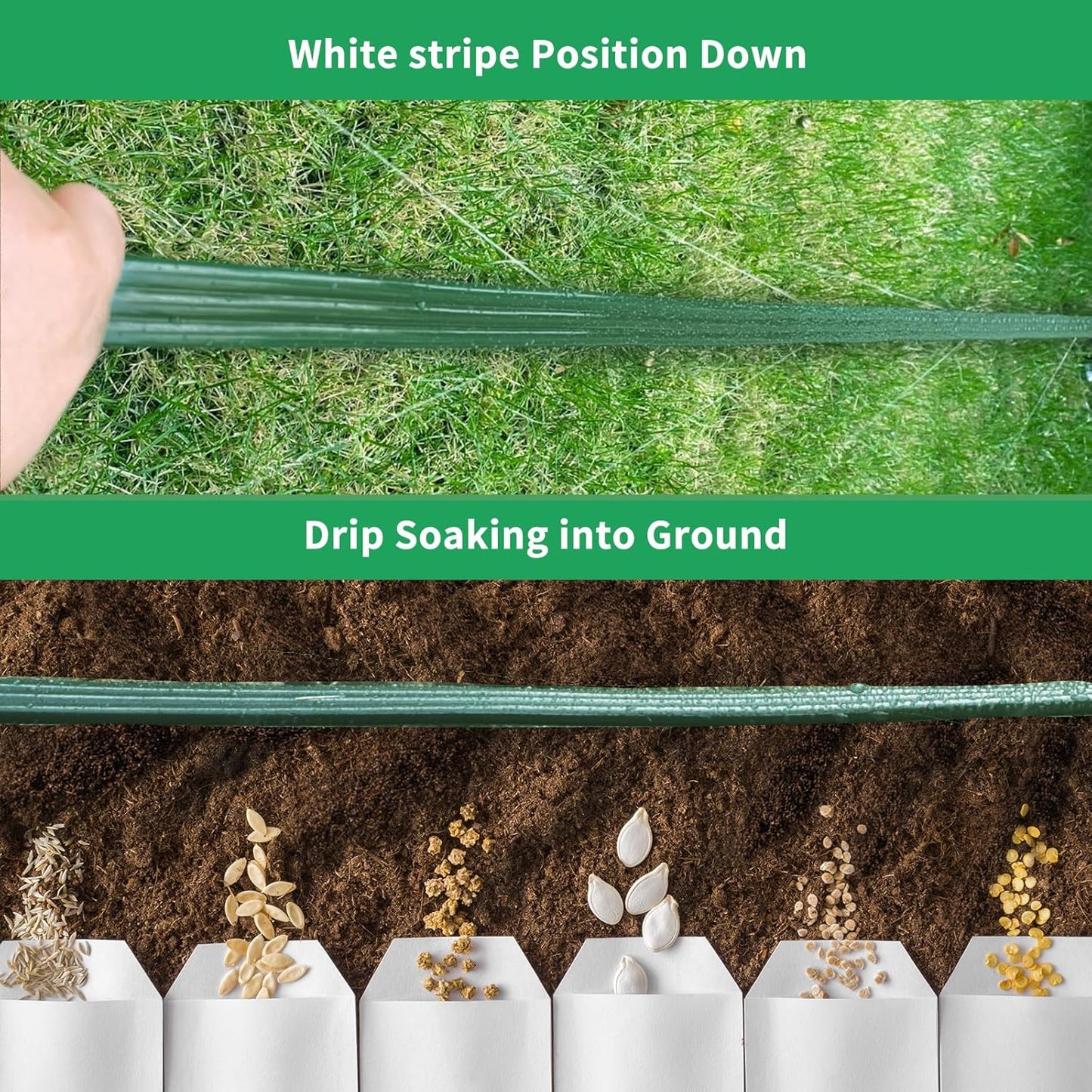 Watoo 2025 Sprinkler Hose & Soaker Hose for Yard - 75 FT Reinforced Flat Garden Hose with Holes, Heavy Duty No-Kink Lawn Irrigation Hose (Includes Stakes, High Pressure Spray)