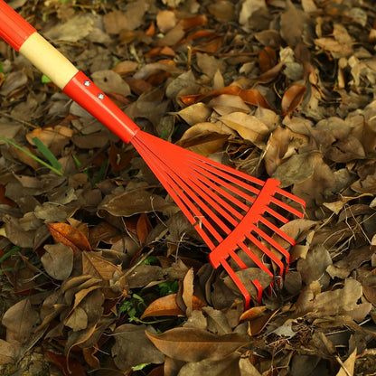 Kids Rakes with Hardwood Handle - Metal Kids Leaves Rakes, 28" Child Size Lawn Rakes with Vibrant Red Heads, Garden Tool Set for Kids Boys and Girls